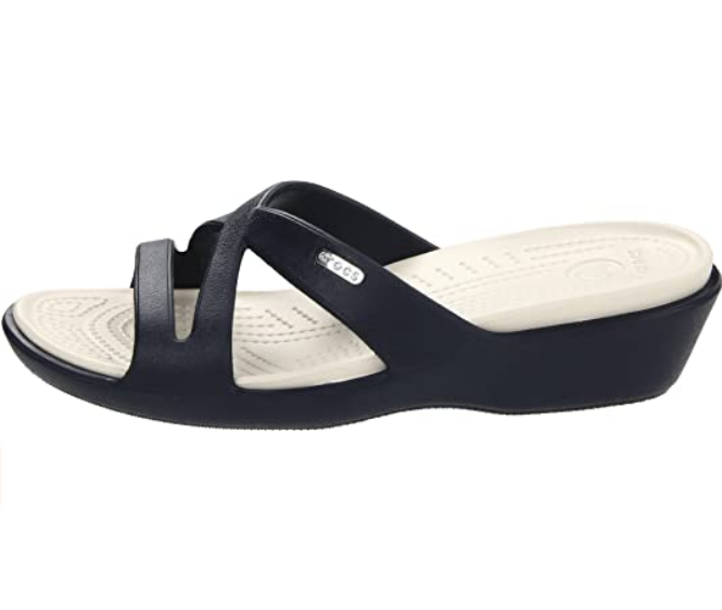 Crocs sandalo da donna con tallone rialzato Patricia II 11661 blu-stucco