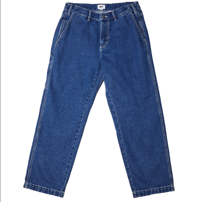 Obey Pantalone in Denim da uomo Hardwork Carpentiere 142010078 blu medio