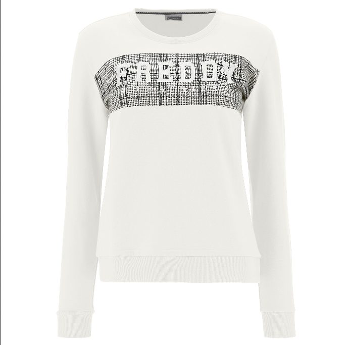 Freddy Felpa da donna con inserto Principe di Galles e stampa glitter F1WTRS7 W69 bianco