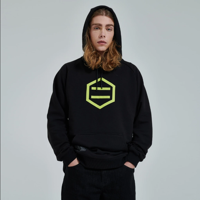 Dolly Noire Felpa con Cappuccio Hexagon Logo DLYNR SW068-SA-03 nero-giallo