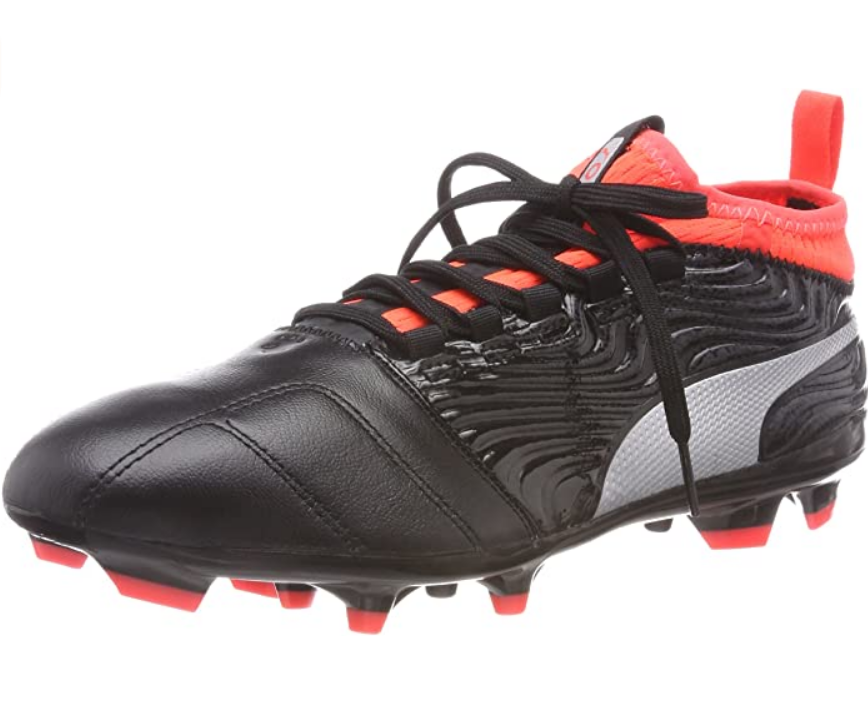 Puma scarpa da calcio con calzino da uomo One 18.3 104536 01 nero-argento-rosso