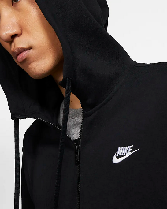 Nike Felpa da uomo con cappuccio e cerniera intera Sportswear Club BV2648-010 nero