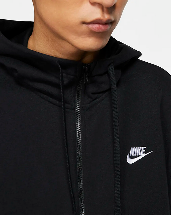 Nike Felpa da uomo con cappuccio e cerniera intera Sportswear Club BV2648-010 nero