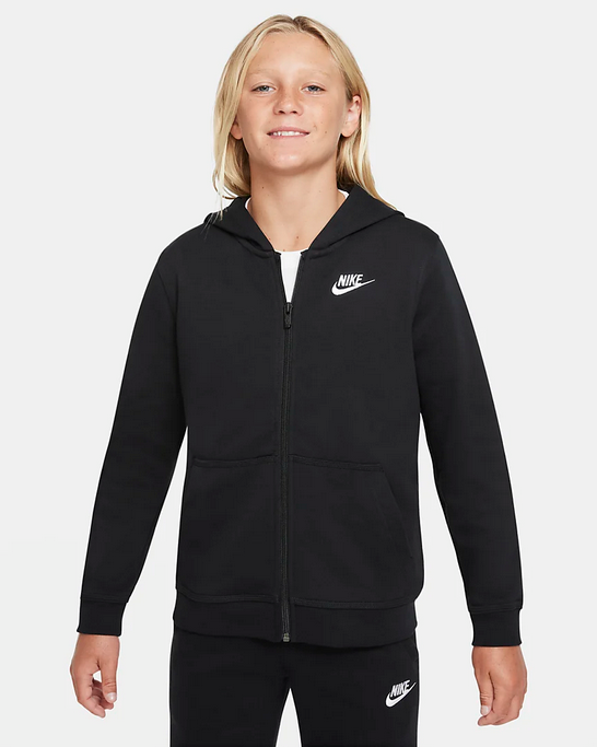 Nike Felpa con cappuccio e cerniera intera da bambino DD1698 010 nero