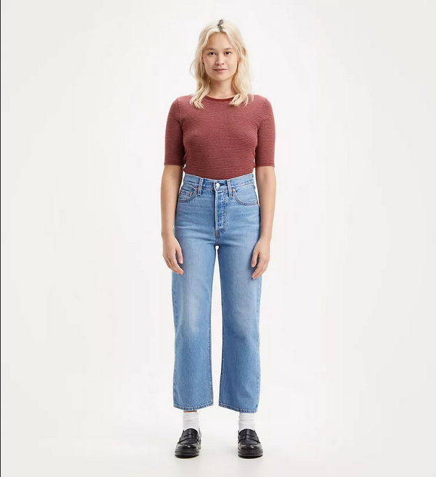 Levi's Ribcage straight ankle jeans 726930130 light indigo worn