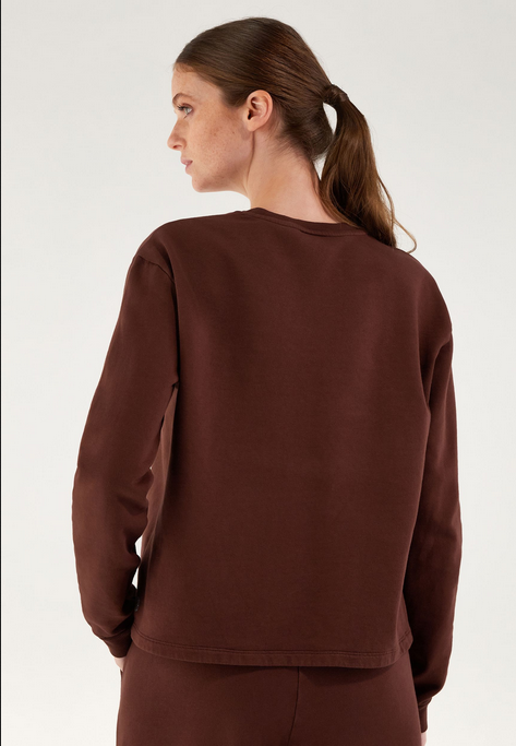 Freddy Garment dyed comfort crew neck cropped sweatshirt JOYC024X Z40X moonbeam direct dyed
