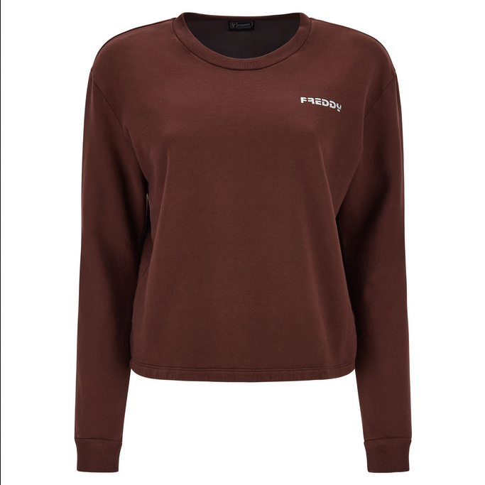 Freddy Garment dyed comfort crew neck cropped sweatshirt JOYC024X Z40X moonbeam direct dyed