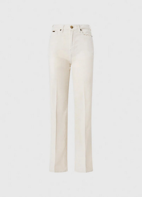 Pepe Jeans Pantaloni da donna svasati in velluto a coste Willa Cord PL2115850 804 ivory