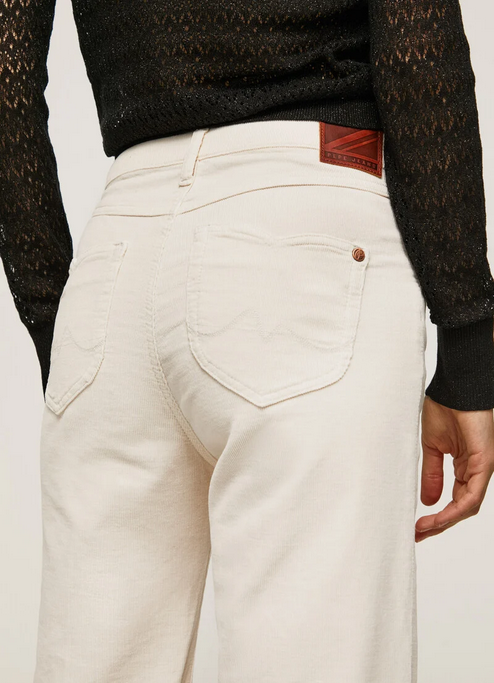 Pepe Jeans Pantaloni da donna svasati in velluto a coste Willa Cord PL2115850 804 ivory