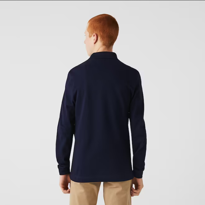 Lacoste Men's long-sleeved polo shirt in pitit piqué in one color YH9521 00 166 navy blue