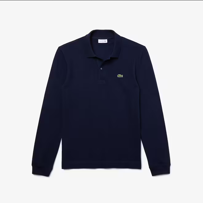 Lacoste Men's long-sleeved polo shirt in pitit piqué in one color YH9521 00 166 navy blue