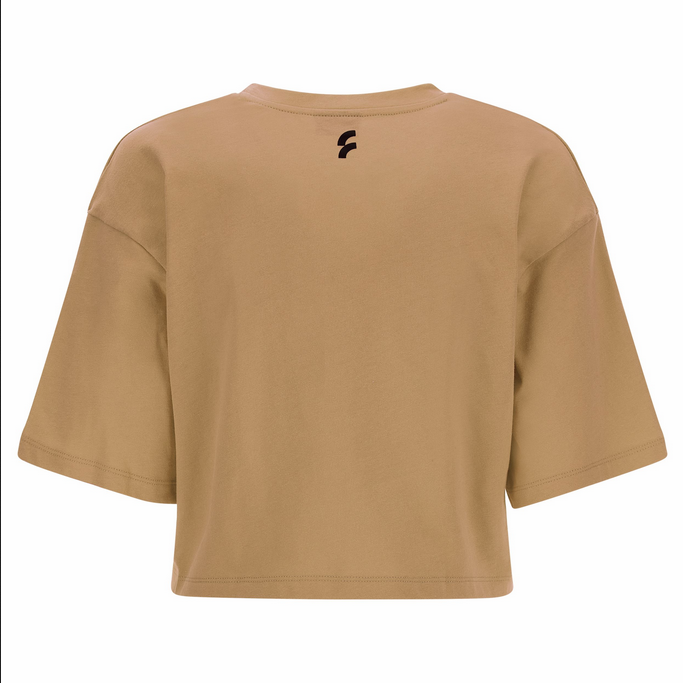 Freddy T-shirt crop top comfort con stampa lettering F2WGZT7 M24 Burro Brown