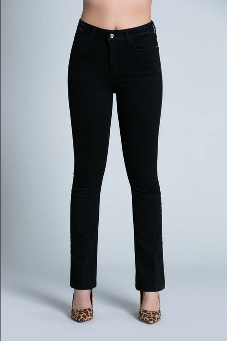 Relish Women's high-waisted jeans trousers with Starf_B embroidery RDA2207135011 1199 black denim