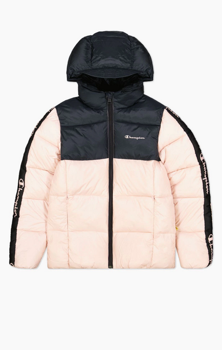 Champion Piumino con cappuccio da ragazza 404518 PS075 SFP/NBK pink-black