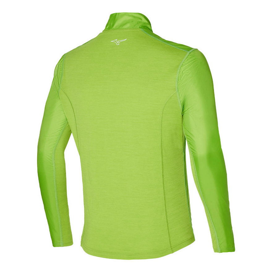Mizuno maglia tecnica da corsa da uomo mezza zip Active Hybrid Dry Ls Hz J2GC1525 33 lime green