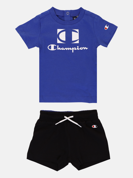 Champion completino da Bimbo Legacy American Classic maglietta manica corta e pantaloncino 306379 BS071 ETR bluette