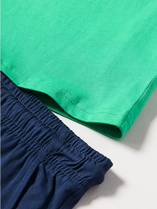 Champion completino da ragazzo Legacy Graphic T-shirt + Bermuda 306315 GS004 ELG verde-blu