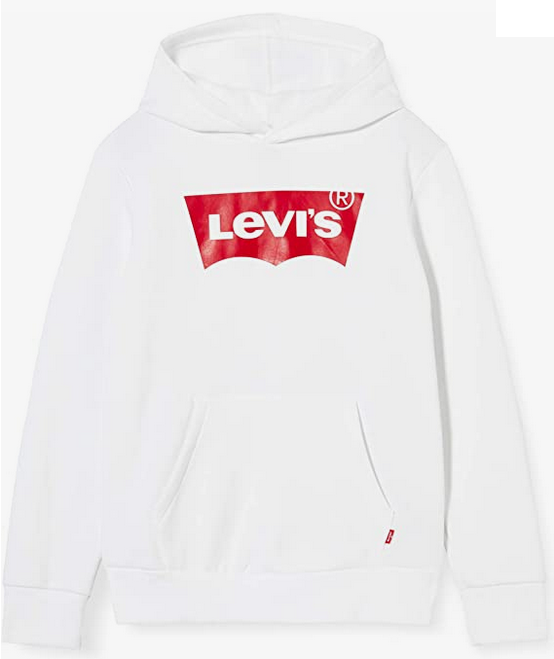 Levis Felpa da ragazzo con cappuccio Batwing Screenprint Hoodie 9E8778-001 bianco