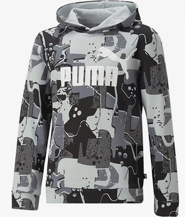Puma Felpa unisex da ragazzi con cappuccio ESS+ Street Art AOP Hoodie TR B 673271 01 nero