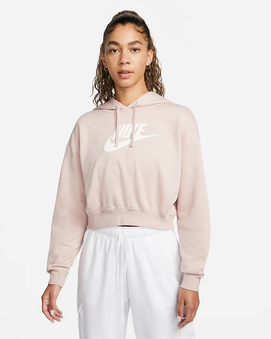 Nike Felpa corta oversize da donna con cappuccio Sportwear Club Fleece DQ5850-690 rosa