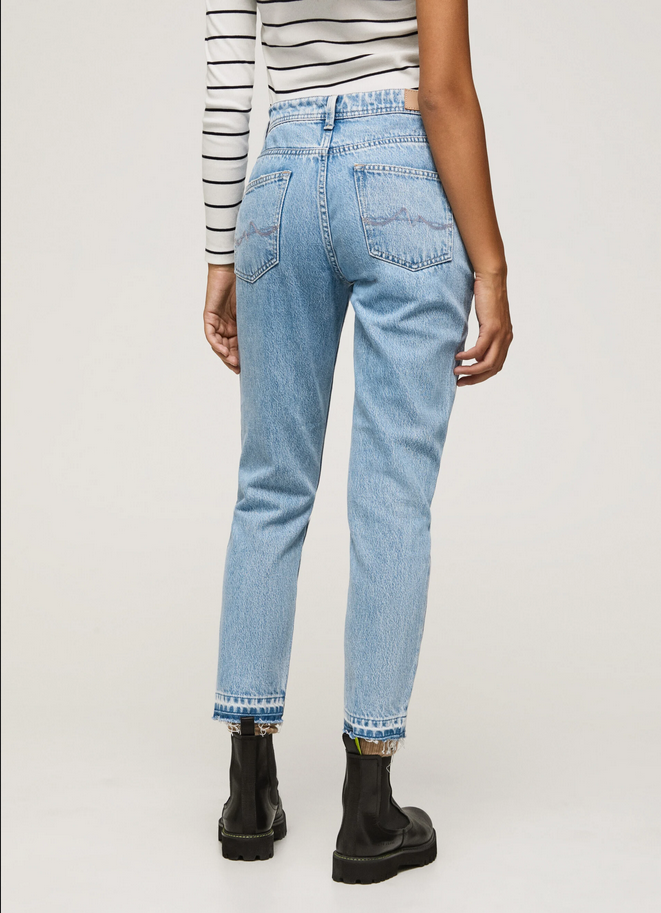 Pepe Jeans women's denim trousers Violet Mom Carrot high-waisted fit PL204176PD4R light blue