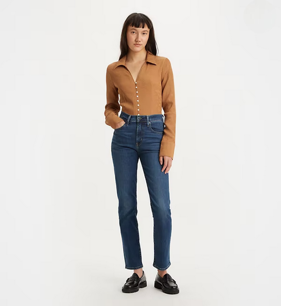 Levi's women's high-waisted straight jeans trousers 724™ 18883-0207 dark indigo-blue