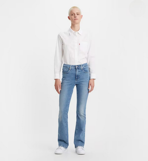 Levi's high-waisted Bootcut women's jeans trousers 18759-0116 light indigo worn in-blue