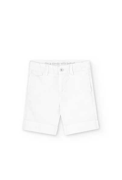 Boboli shorts for girls in elastic satin 736220-1100 white
