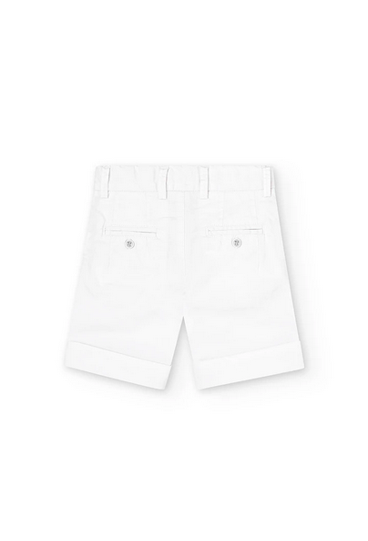 Boboli shorts for girls in elastic satin 736220-1100 white