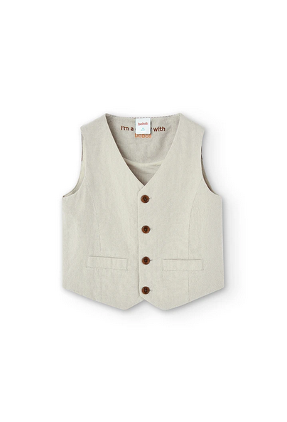 Boboli linen waistcoat for boys and girls 736141-7372 stone