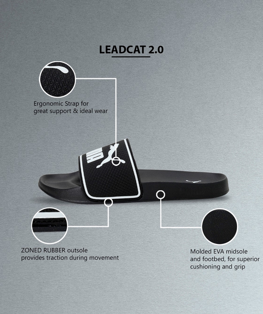 Puma ciabatta da uomo da mare piscina Leadcat 2.0 384139-01 nero bianco
