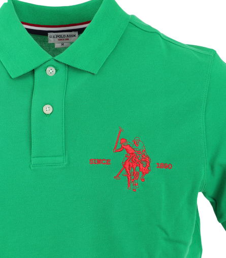 U.S. Polo Assn Polo da uomo manica corta con retrocollo a contrasto Kory 41029 65084 342 verde prato