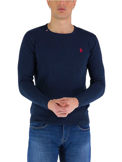 U.S. Polo Assn Maglioncino girocollo da uomo in cotone Burt 64878-53241 179 blu