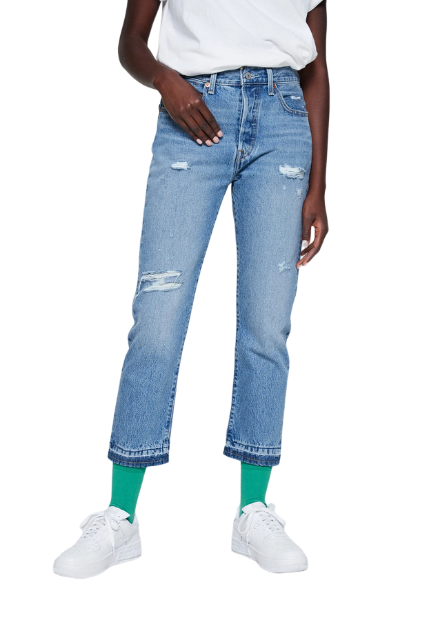 Levi's women's jeans trousers 501 Original Cropped wide at the ankle 362000248 Light Indigo Destructed-Blue