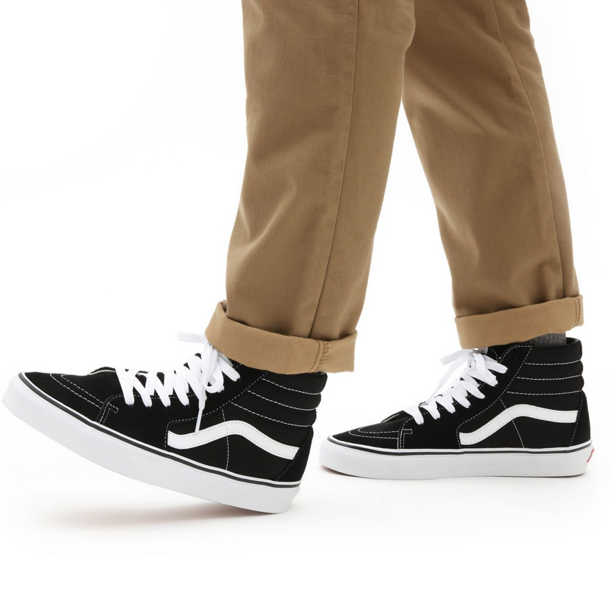 Vans scarpa Sneakers alta per uomo e donna in tela e camoscio Sk8-Hi VN000D5IB8C nero-bianco