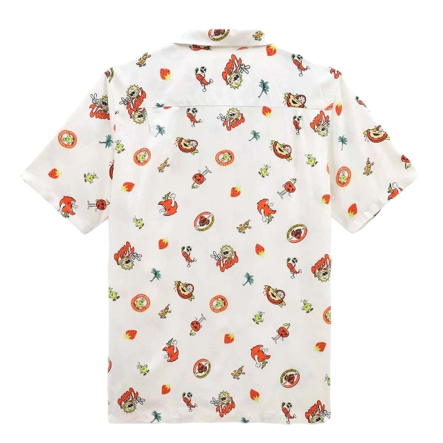 Vans men's short sleeve shirt with Stickers pattern VN0007WX3KS1 antique white