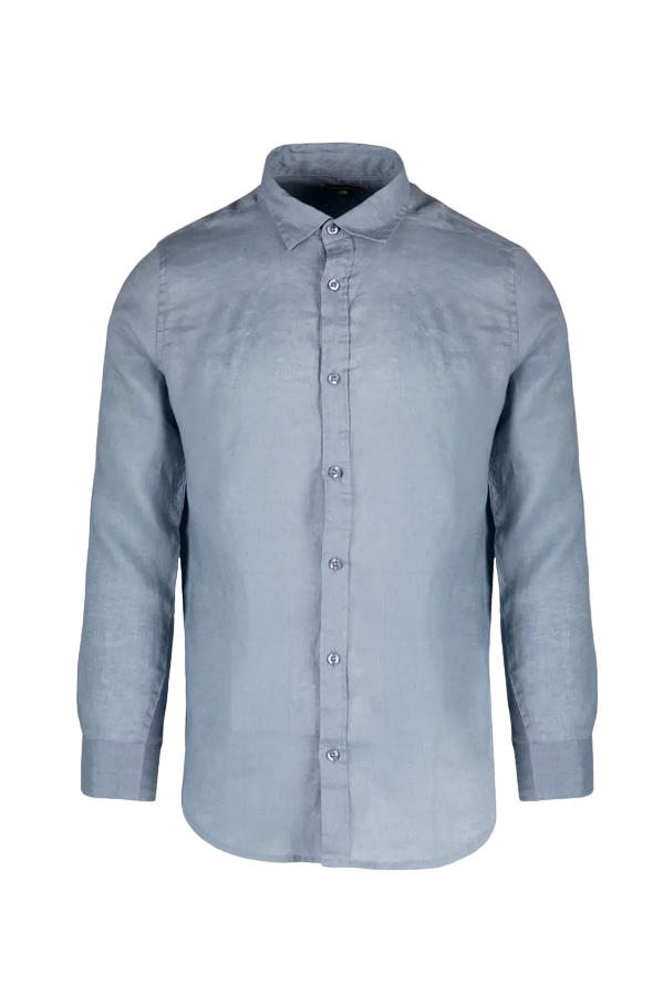 Censured camicia da uomo manica lunga in lino SM6437TLICA 23 dusty sky blue