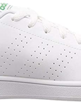 Adidas Advantage EF0213 bianco-verde, sneakers da bambino con tomaia in similpelle, 3 strisce traforate e soletta OrthoLite® per comfort e stile quotidiano