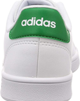 Adidas Advantage EF0213 bianco-verde, sneakers da bambino con tomaia in similpelle, 3 strisce traforate e soletta OrthoLite® per comfort e stile quotidiano