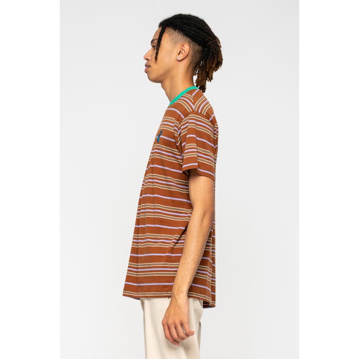Santa Cruz Mini Hand Stripe Sepia striped short sleeve men's t-shirt