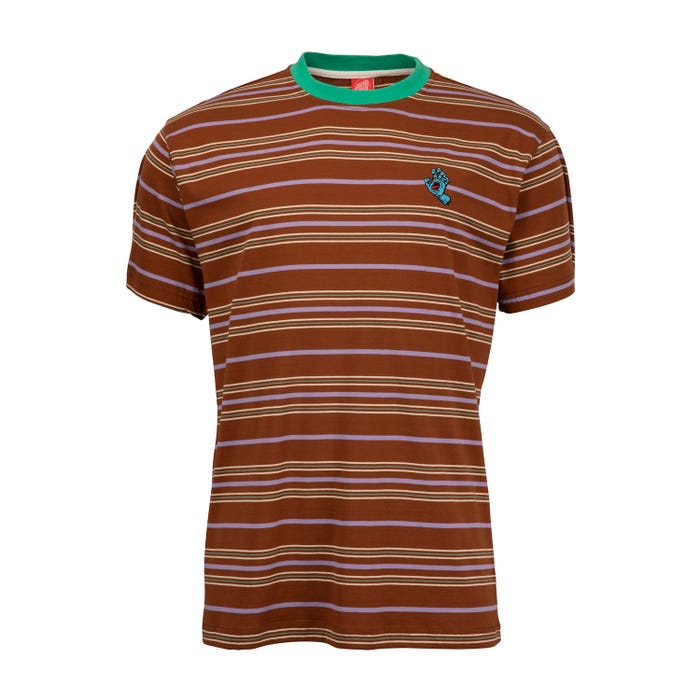 Santa Cruz Mini Hand Stripe Sepia striped short sleeve men's t-shirt