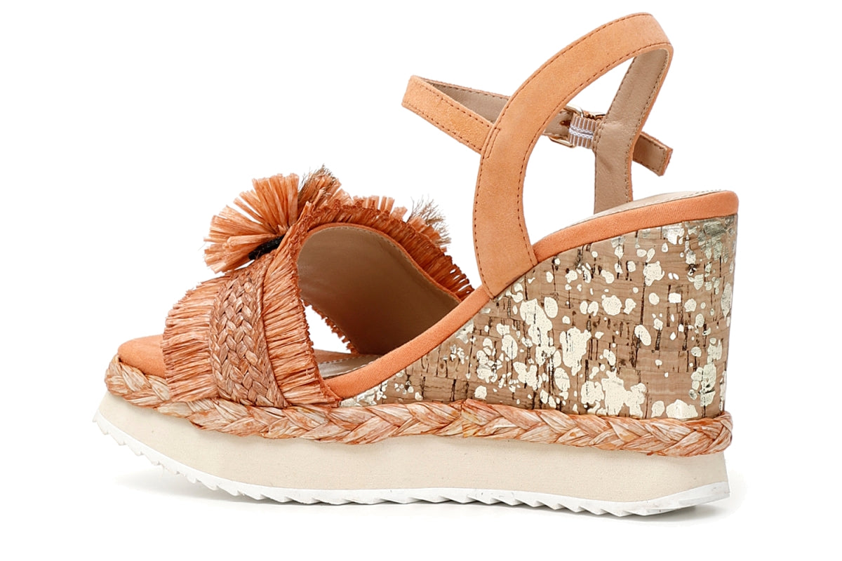 CafèNoir Women's sandal in fringed raffia C1HA9140 orange