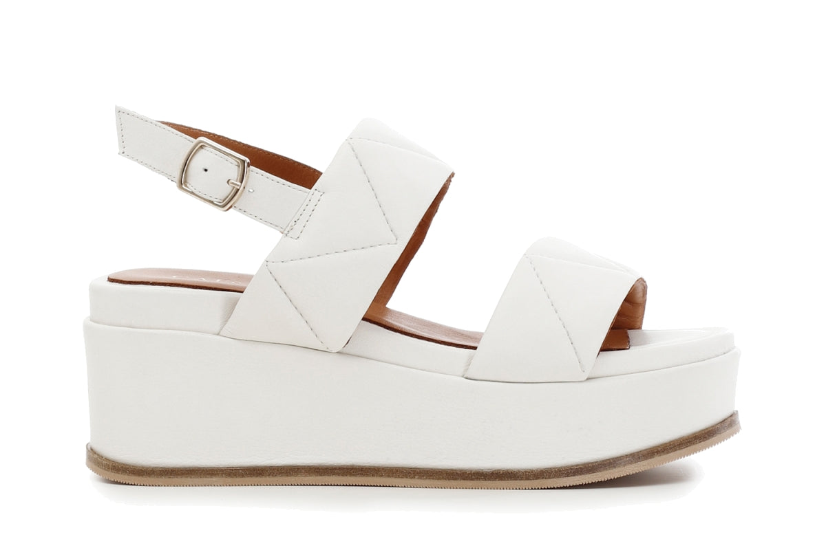 CafèNoir Women's sandal with quilted leather wedge C1HC1210 W026 cream