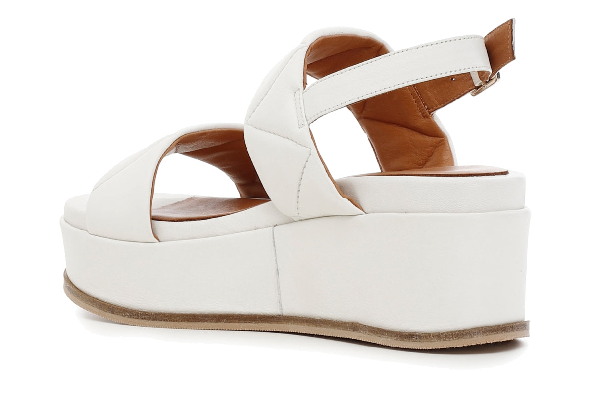CafèNoir Women's sandal with quilted leather wedge C1HC1210 W026 cream