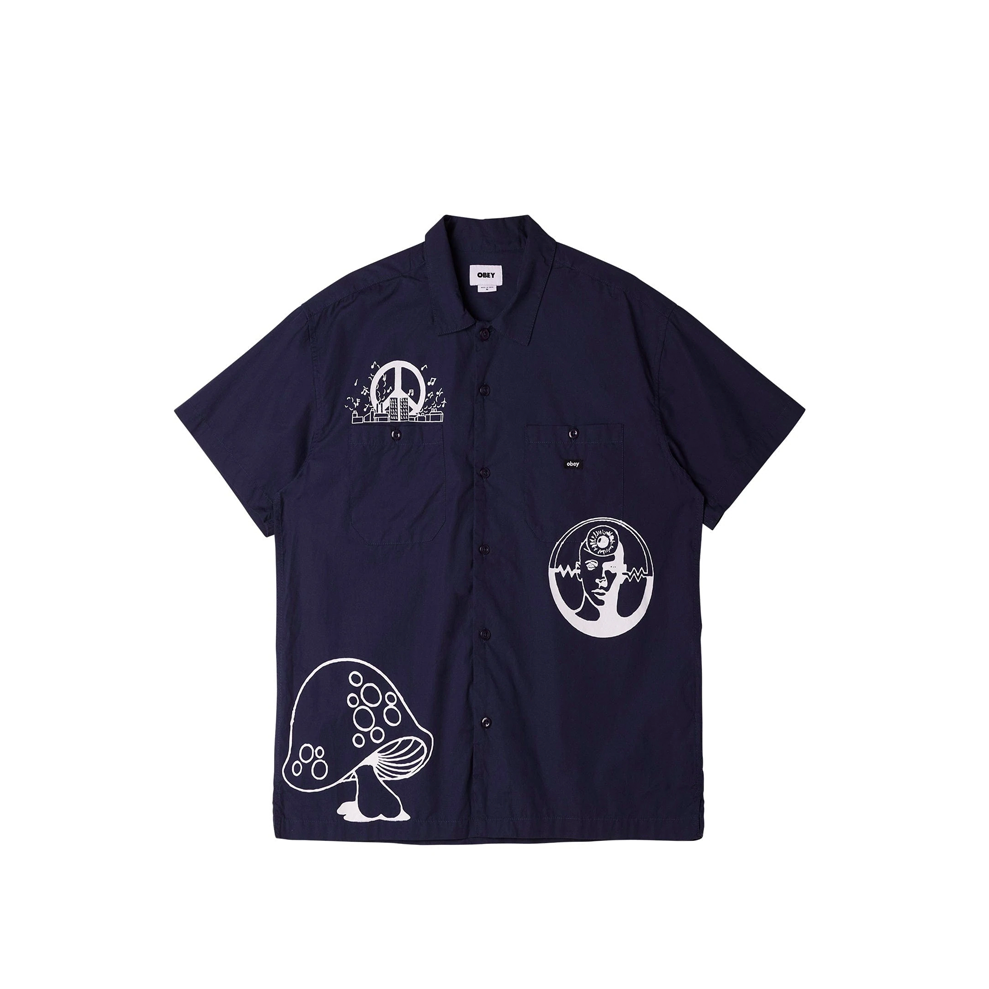 Obey Oyster Woven SS Shirt 181210342 navy