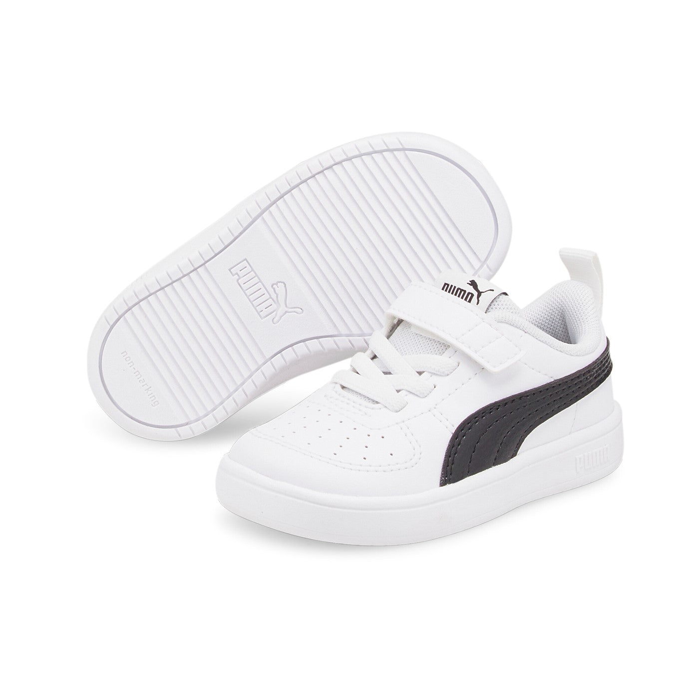 Puma scarpa Sneakers da bambino con velcro Rickie AC + Inf 384314 03 bianco-nero