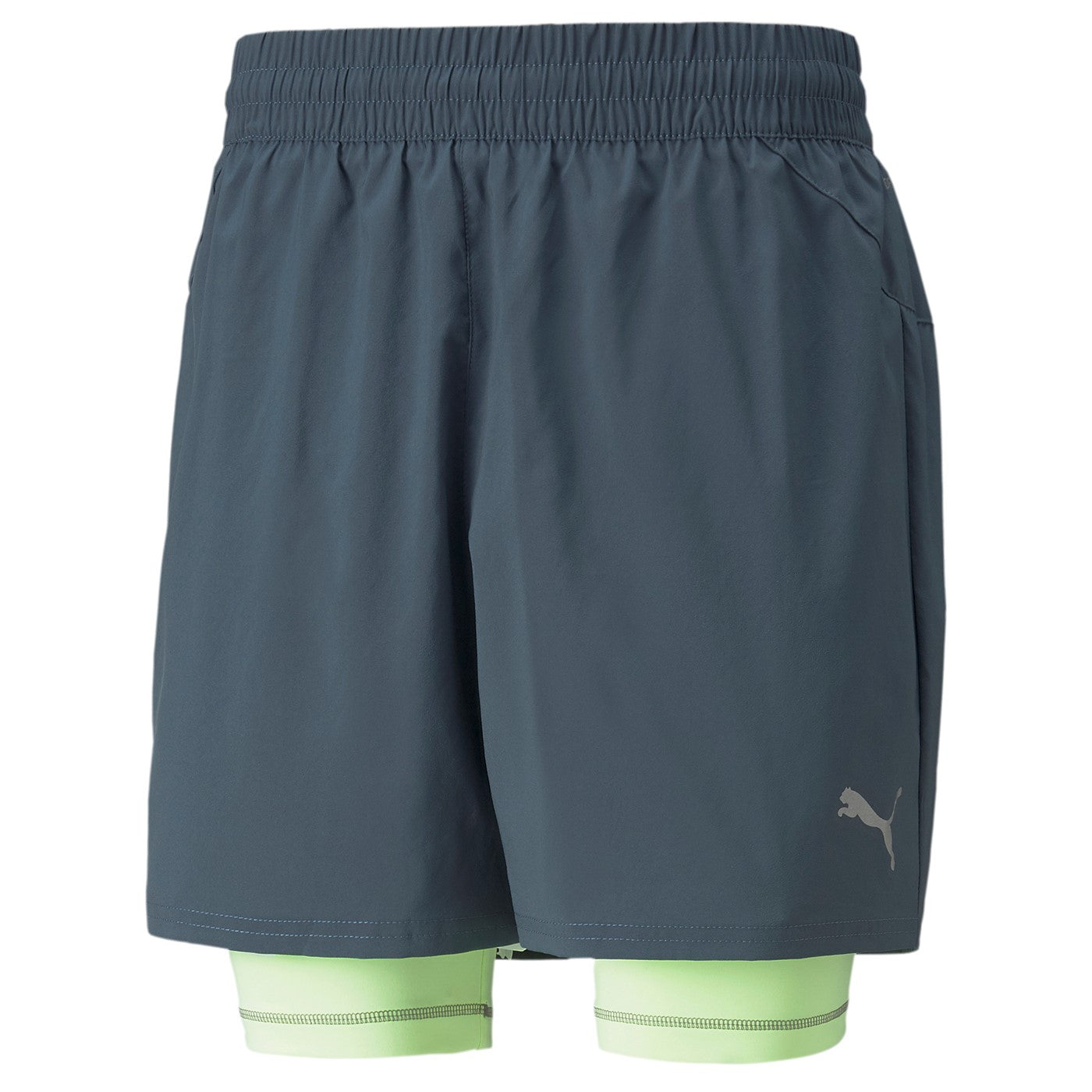 Puma Run 2IN1 5" racing sports shorts 521049-42 grey-acid green