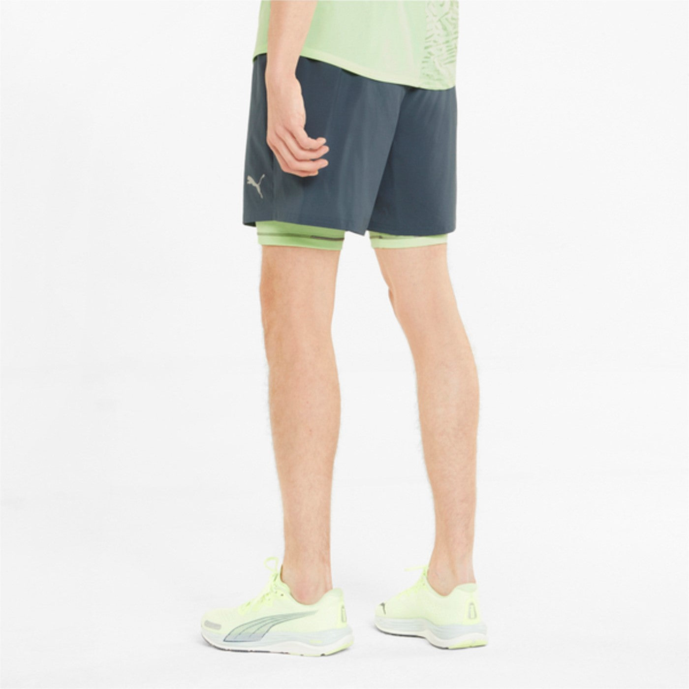 Puma Run 2IN1 5" racing sports shorts 521049-42 grey-acid green