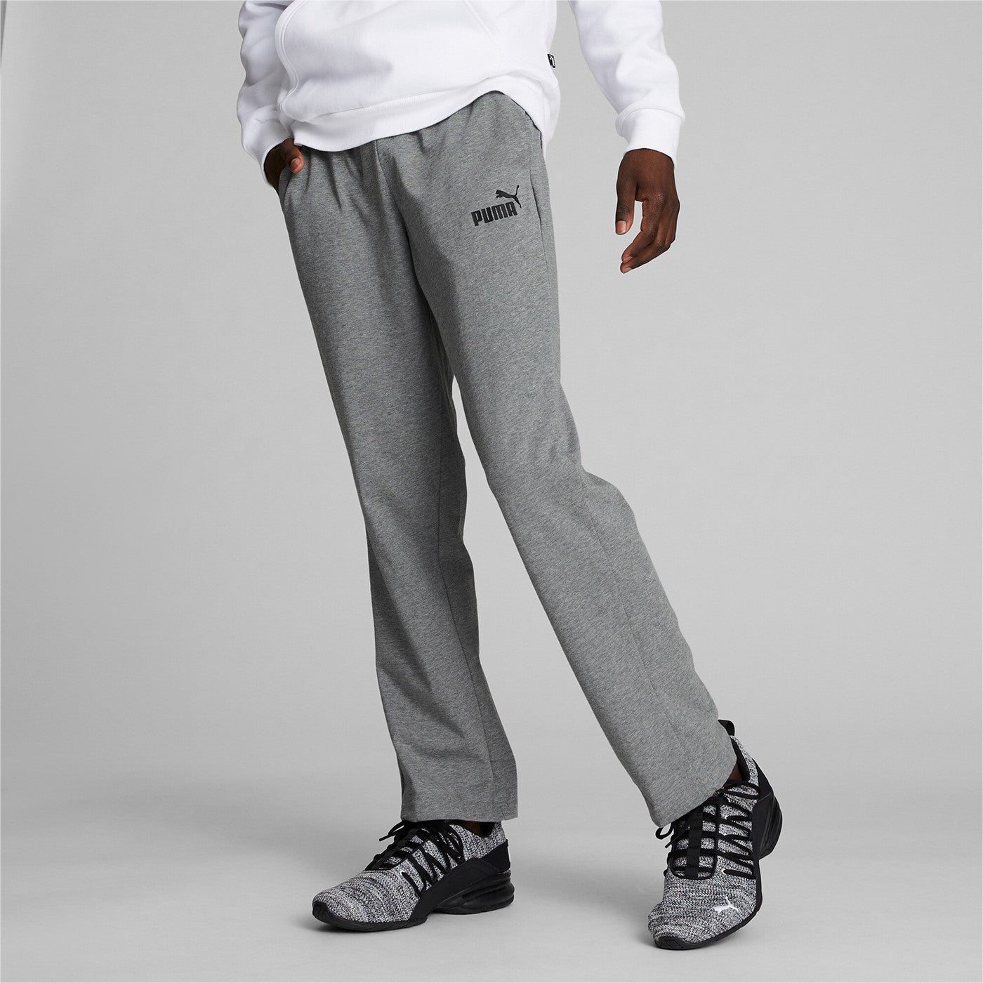 Puma pantalone sportivo da uomo in cotone jersey ESS Jersey Pants op 586747 03 medium gray heather