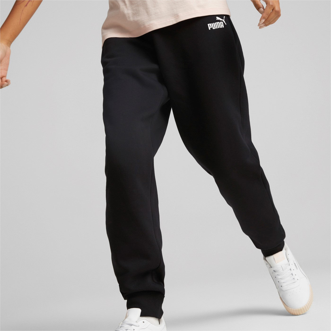 Puma pantalone da donna in cotone con polsino ESS+ Embroidery High-Waist Pants FL cl 670007 01 black